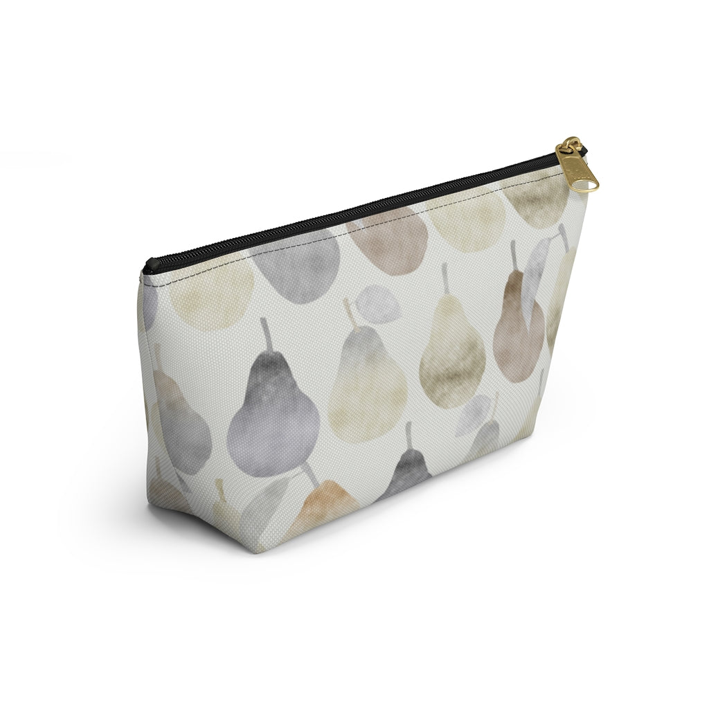 Watercolor Pears Accessory Pouch w T-bottom in Cream
