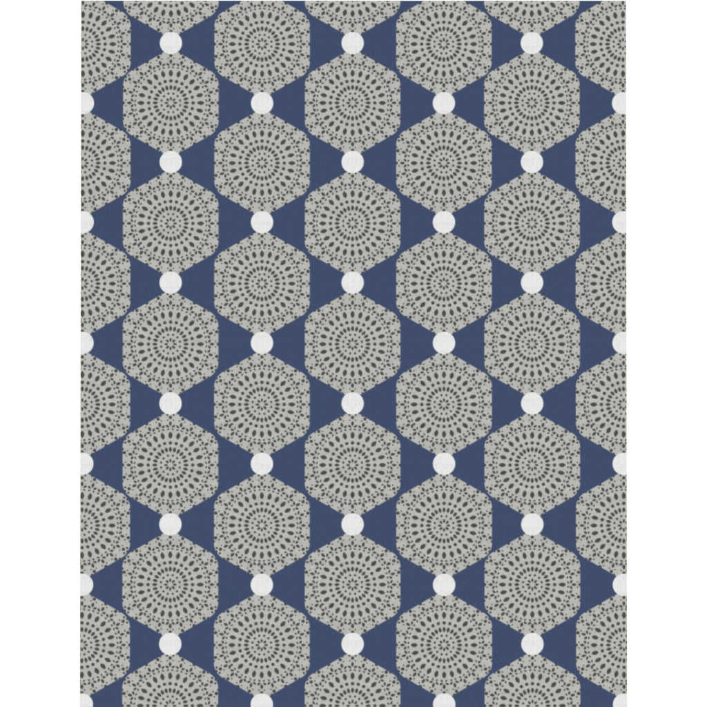 Lace Hexagon Microfiber Duvet Cover in Navy