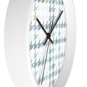 Plaid Houndstooth Wall Clock in Aqua