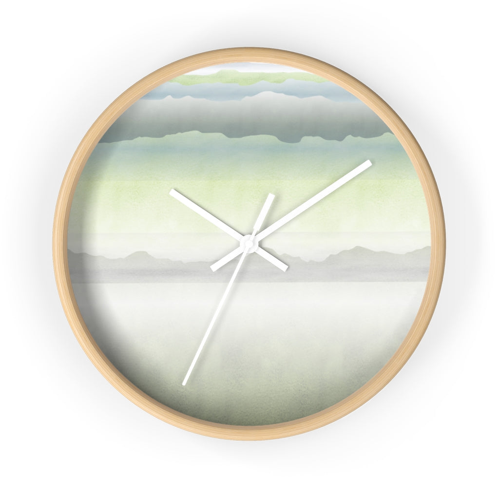 Watercolor Mountains Wall Clock in Green