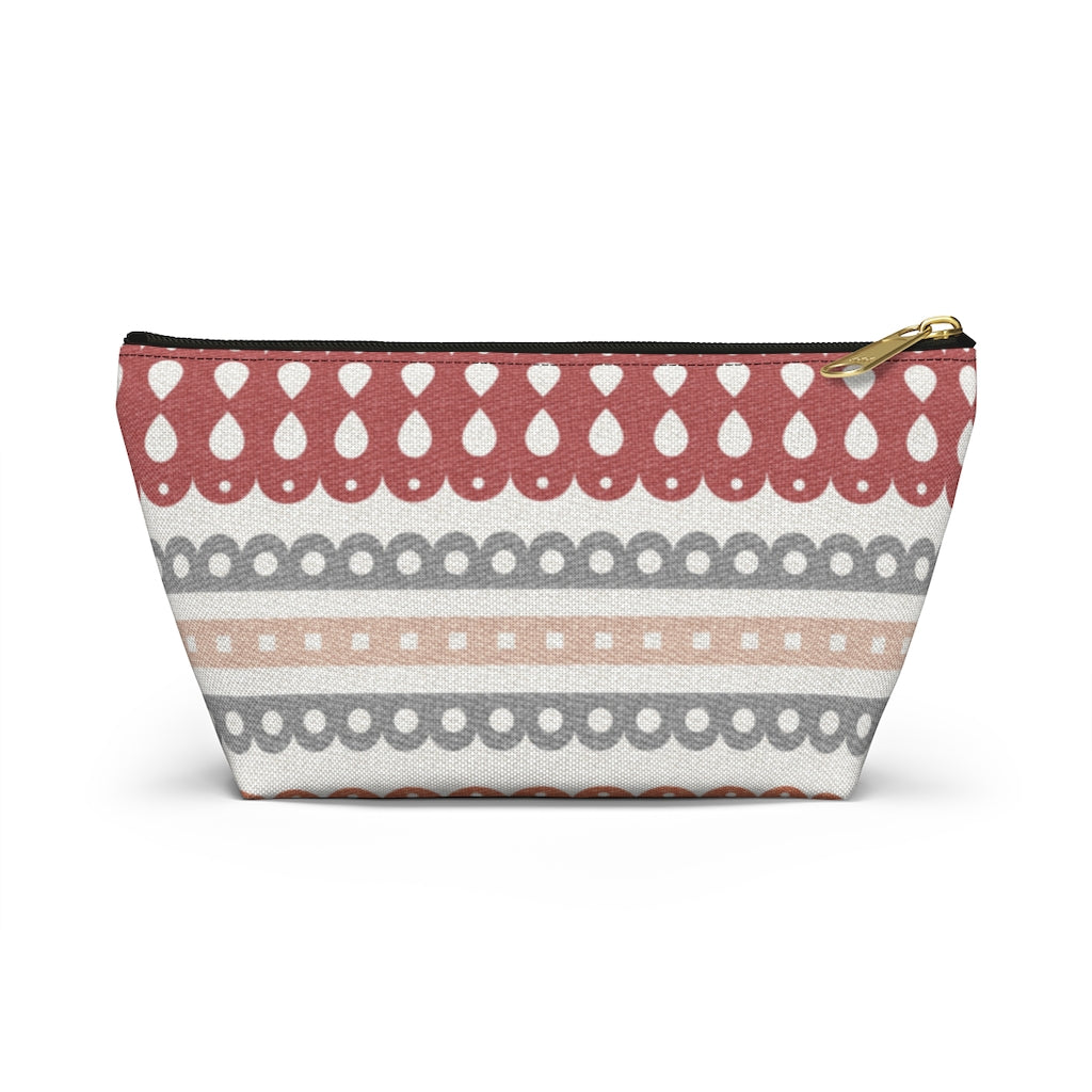 Ribbon Candy Accessory Pouch w T-bottom in Red