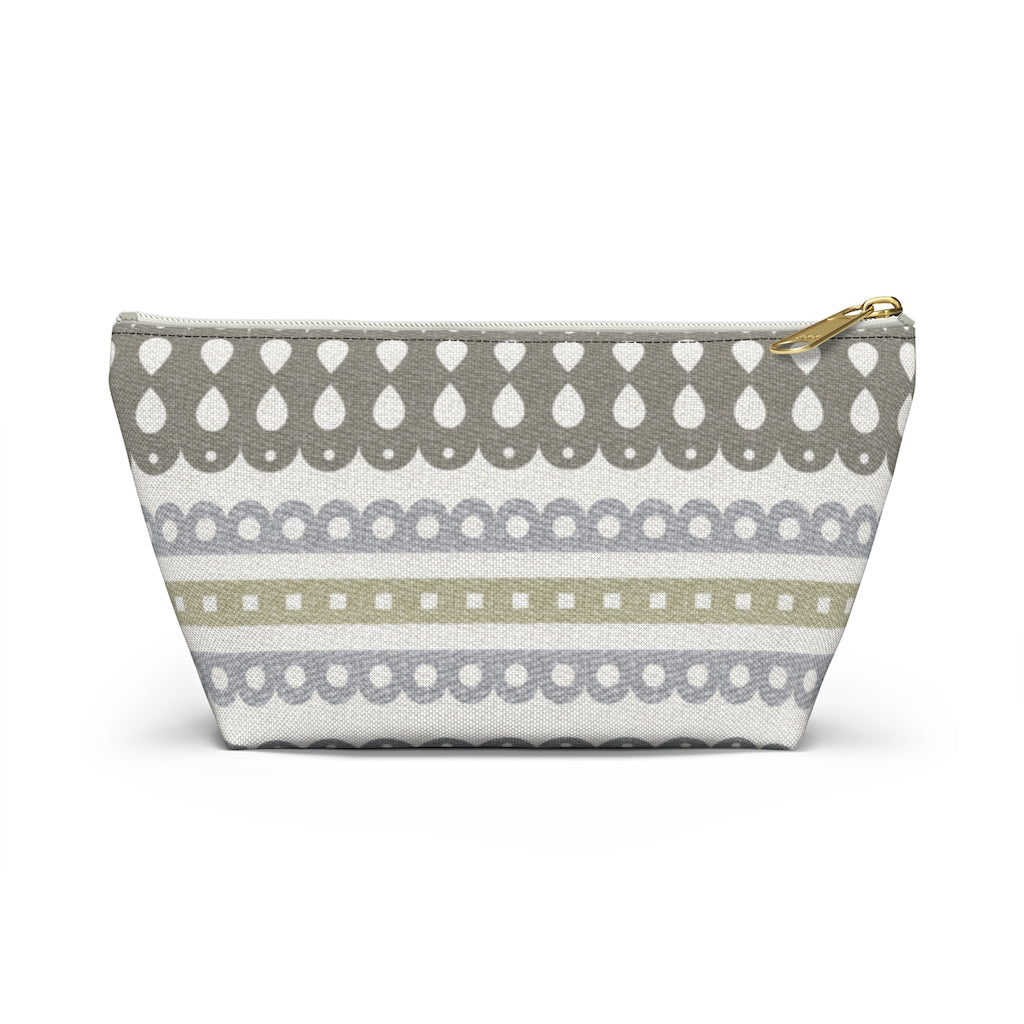 Ribbon Candy Accessory Pouch w T-bottom in Brown