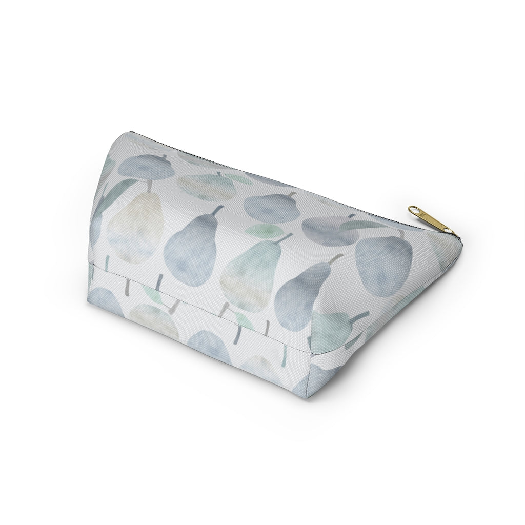 Watercolor Pears Accessory Pouch w T-bottom in Light Blue