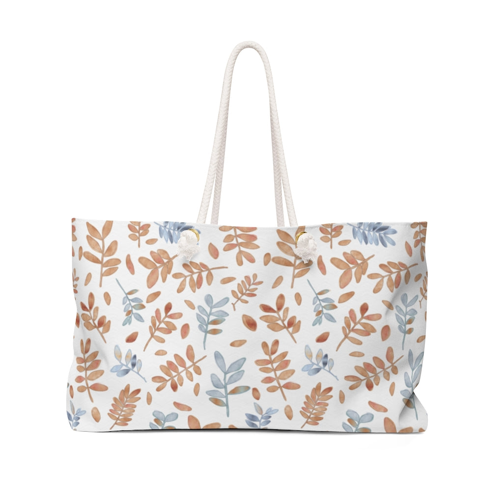 Watercolor Tossed Leaves Weekender Bag in Orange