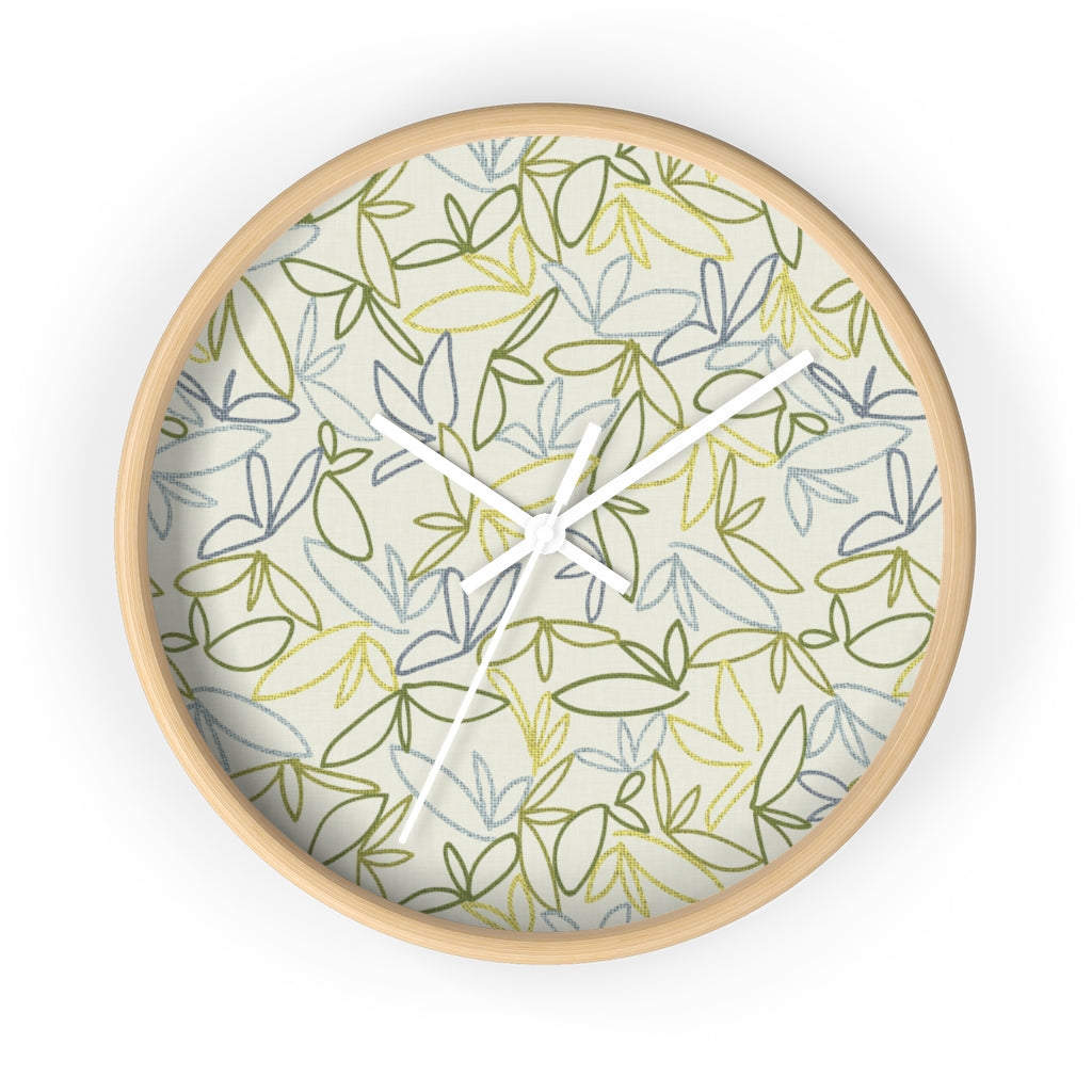 Sketch Leaf Wall Clock in Green