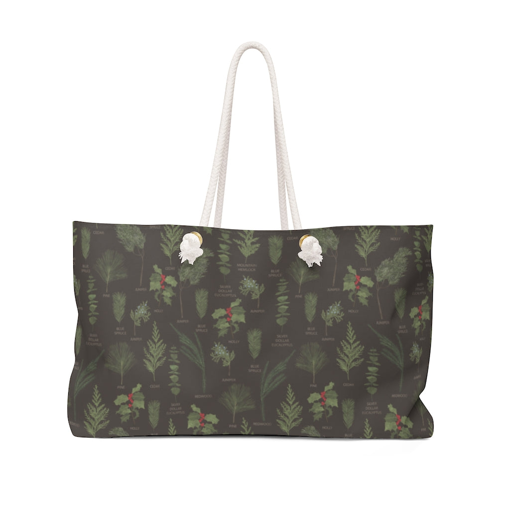 Holiday Greenery Weekender Bag in Brown