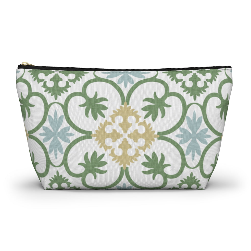 Portugal Tile Accessory Pouch w T-bottom in Green