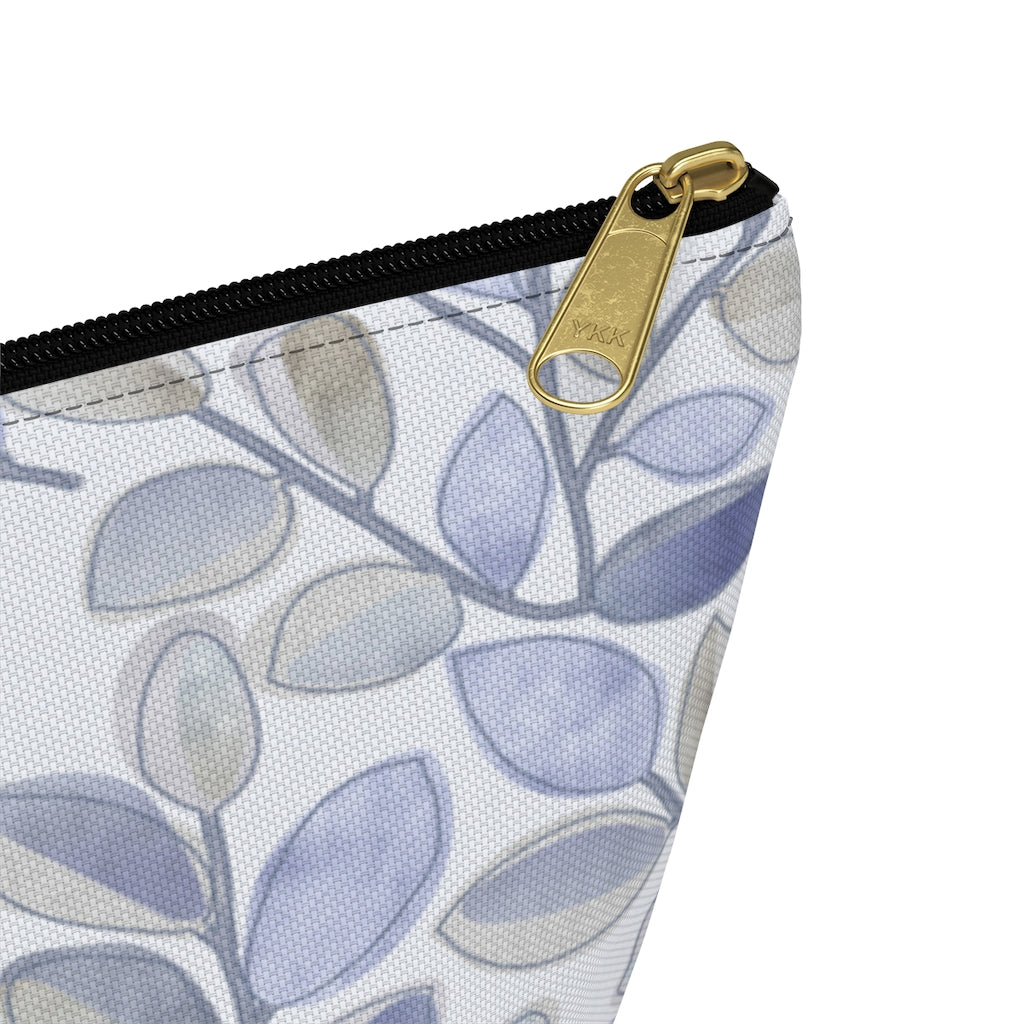 Cherry Plum Leaves Accessory Pouch w T-bottom in Blue