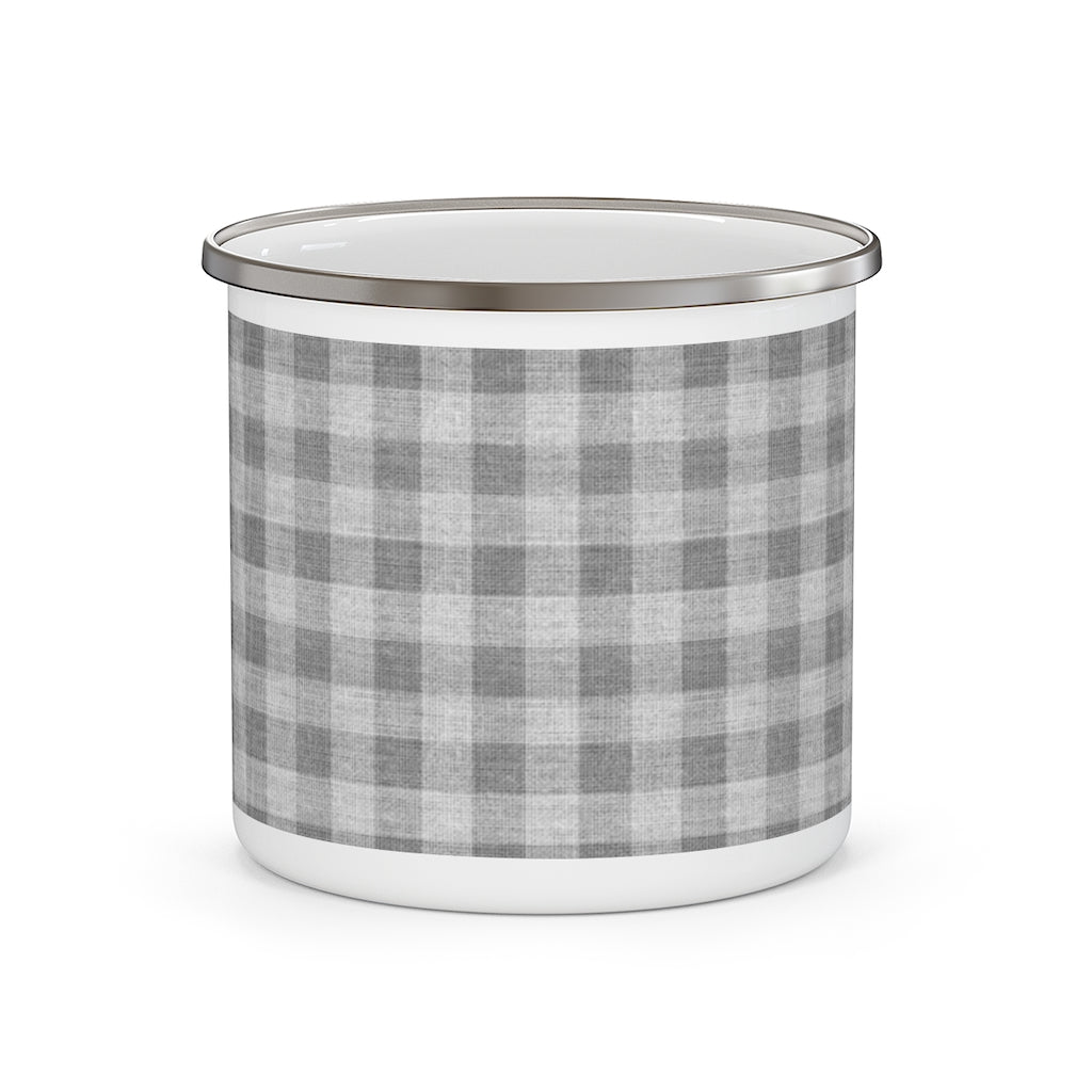 Buffalo Check Enamel Mug in Gray