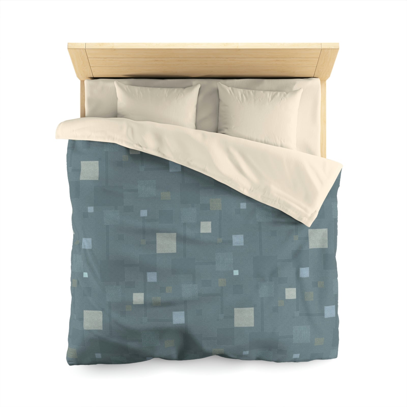 Block Party Microfiber Duvet Cover in Aqua