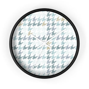 Plaid Houndstooth Wall Clock in Aqua