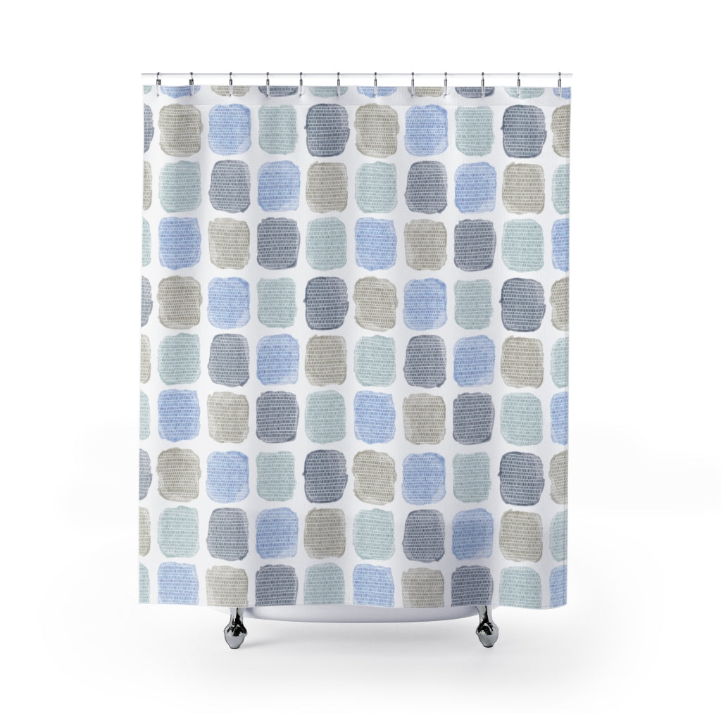 Painted Blocks Shower Curtain in Indigo