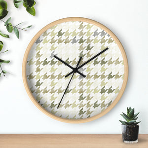 Plaid Houndstooth Wall Clock in Green