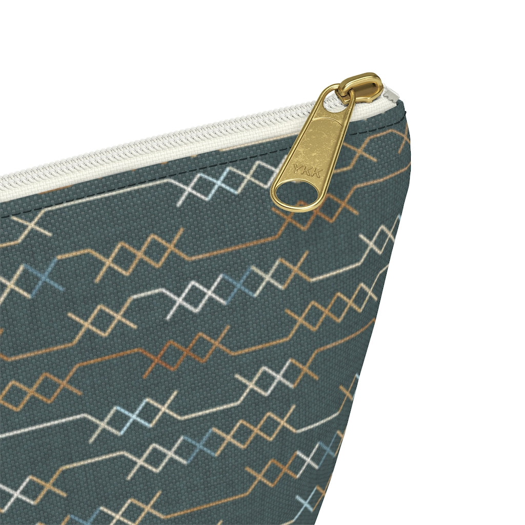 Santa Fe Stitch Accessory Pouch w T-bottom in Aqua