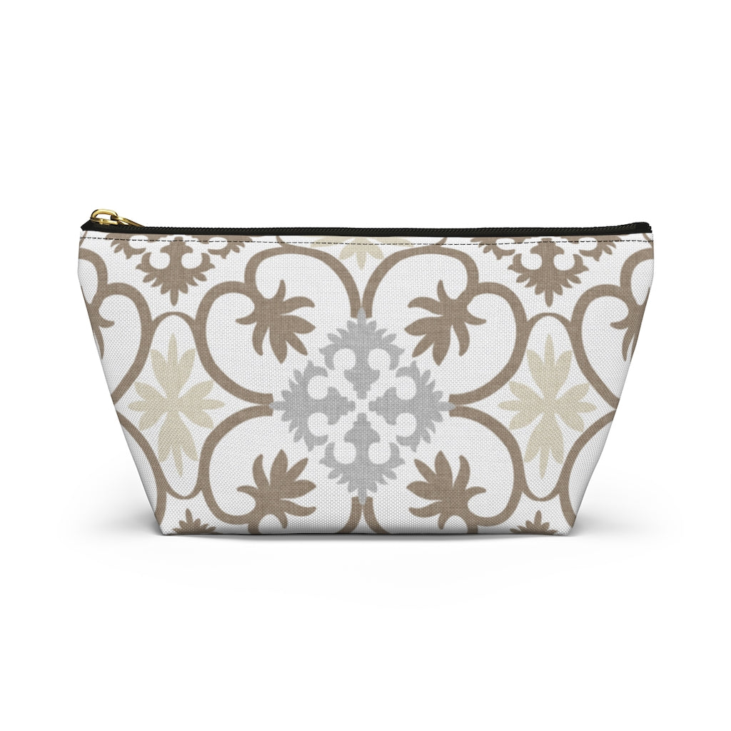 Portugal Tile Accessory Pouch w T-bottom in Brown