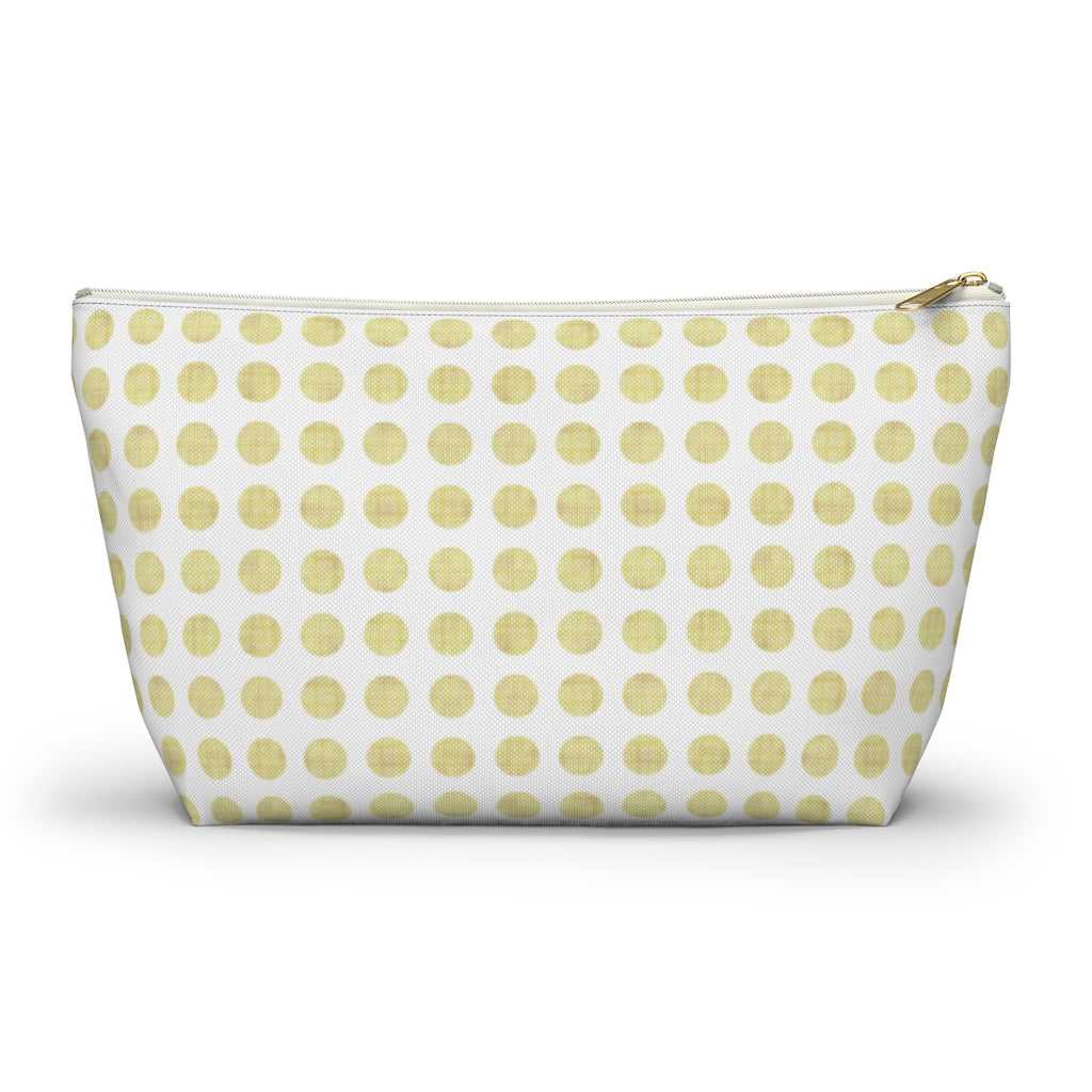 Textured Polka Dots Accessory Pouch w T-bottom in Yellow