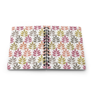 Watercolor Leaves Spiral Bound Journal in Coral