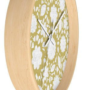 Floral Eyelet Lace Wall Clock in Gold