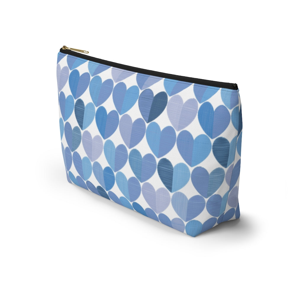 Love Accessory Pouch w T-bottom in Blue