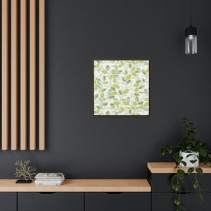 Cherry Plum Leaves Framed Gallery Wrap Canvas in Green