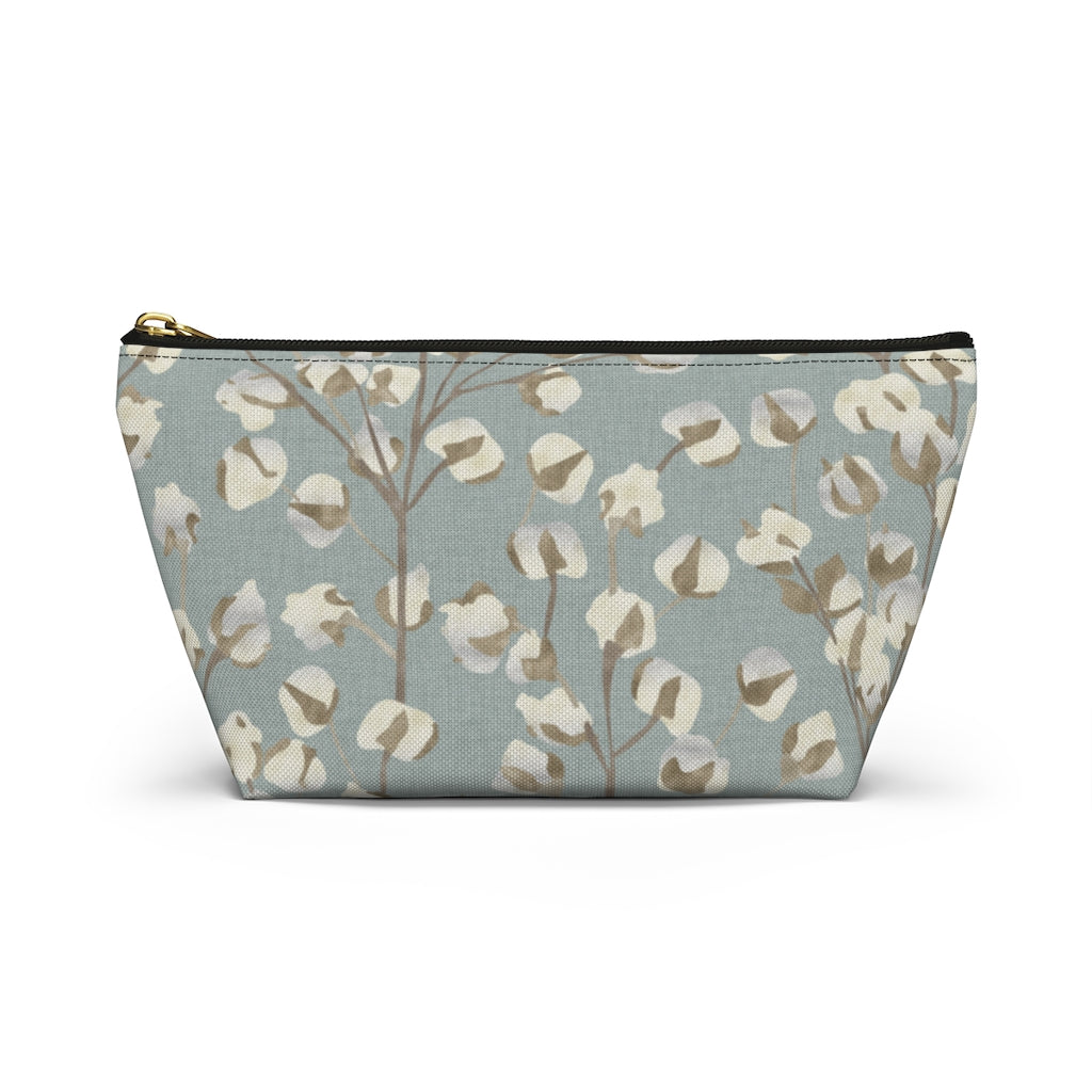Cotton Branch Accessory Pouch w T-bottom in Aqua
