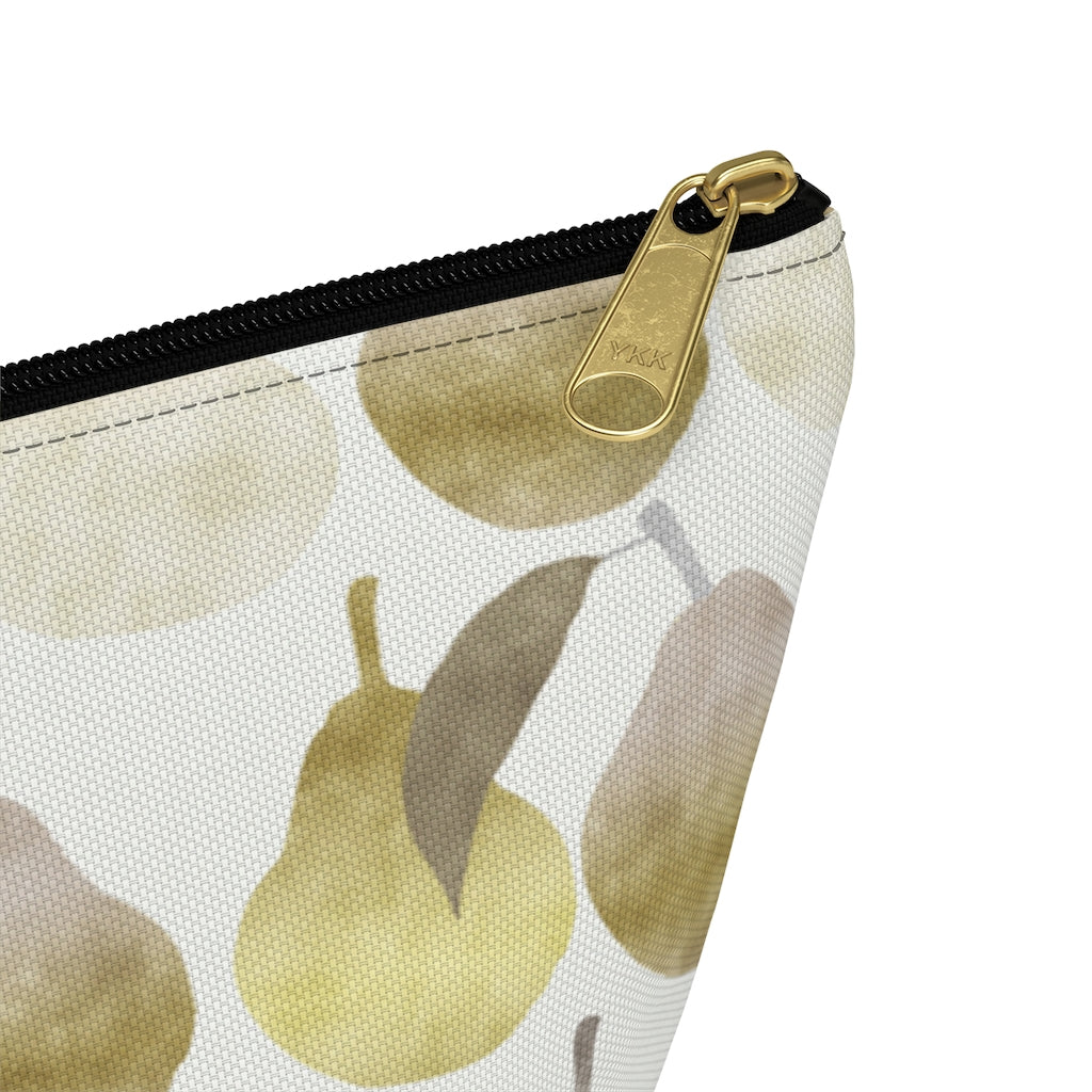 Watercolor Pears Accessory Pouch w T-bottom in Gold