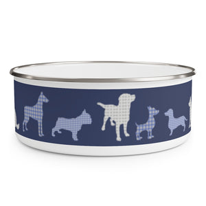 Dogs Enamel Bowl in Blue