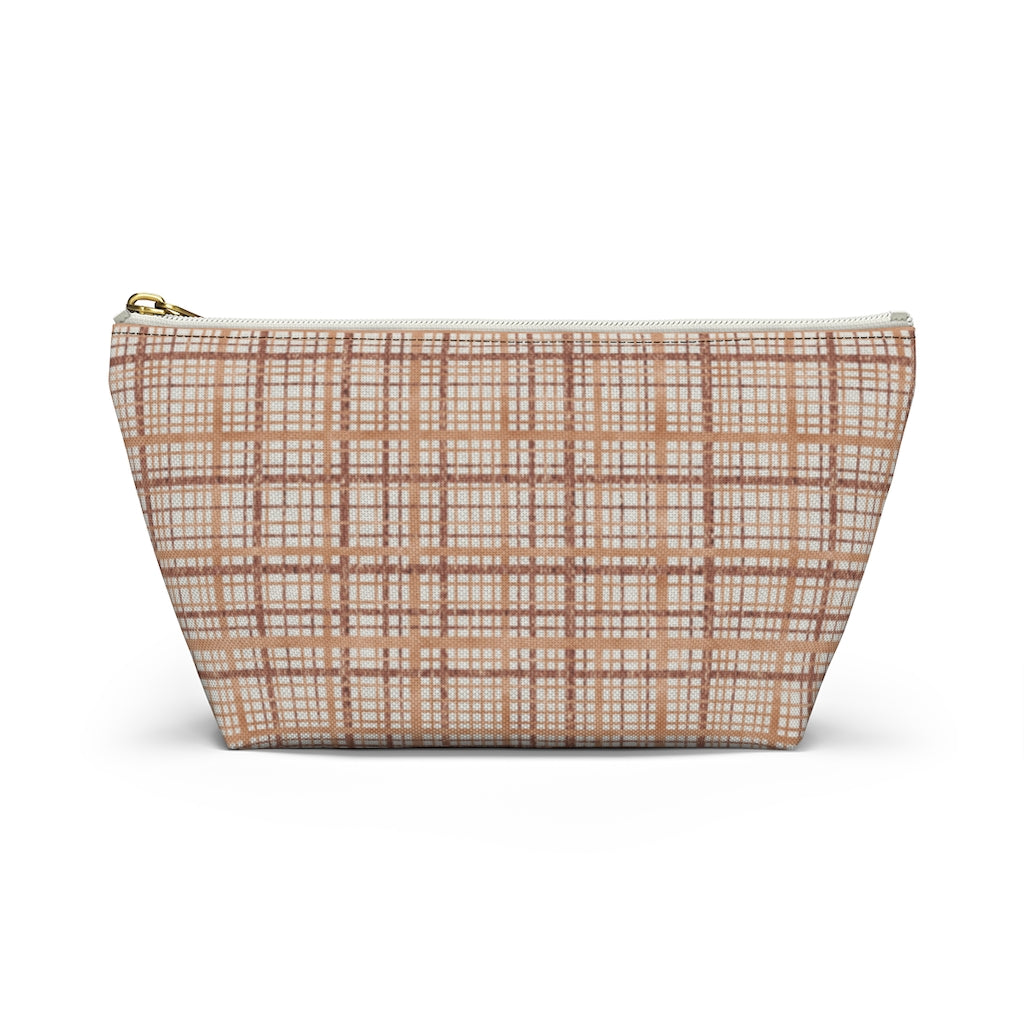 Rogers Tartan Accessory Pouch w T-bottom in Coral