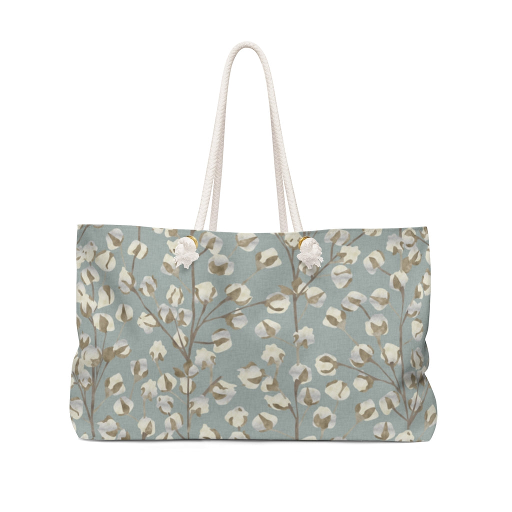 Cotton Branch Weekender Bag in Aqua