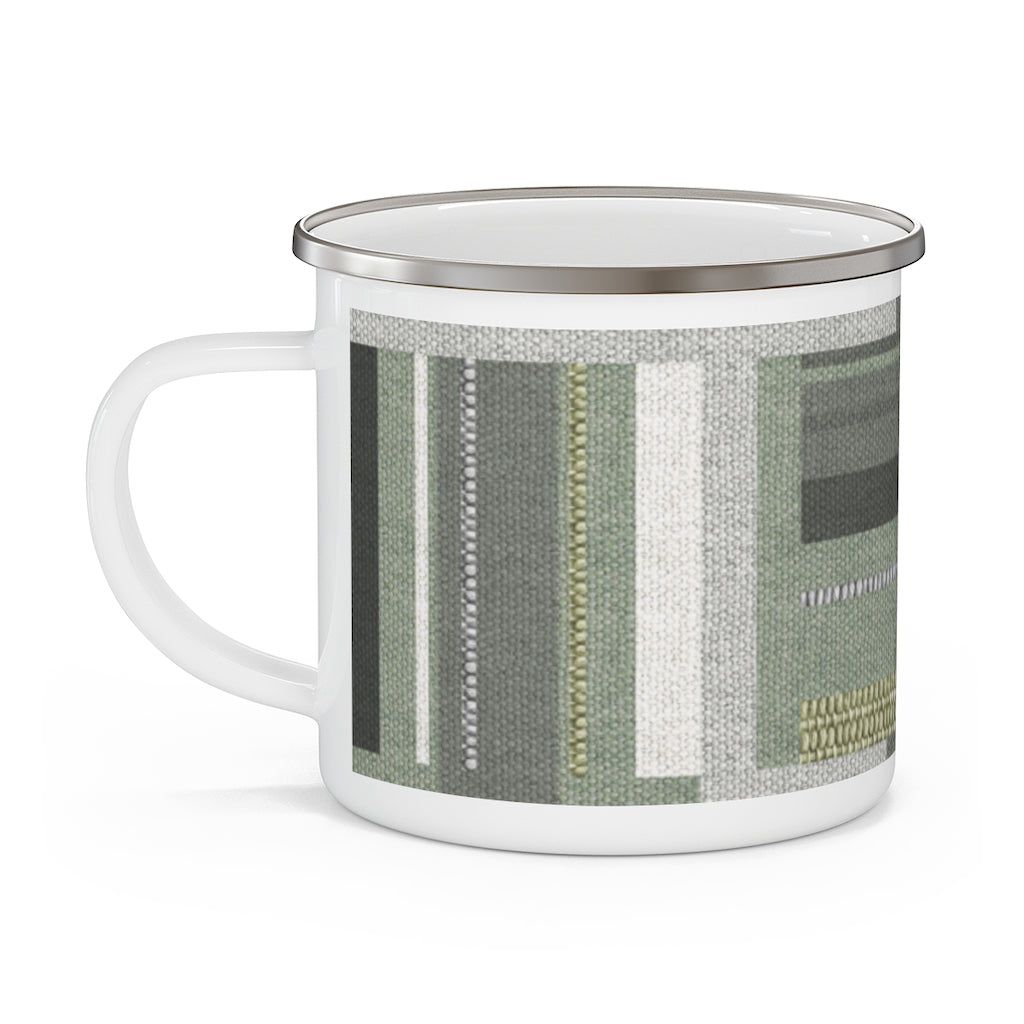 Bird Code Enamel Mug in Green