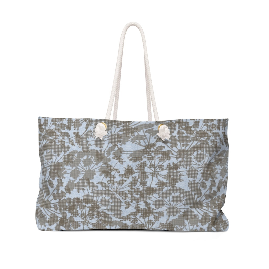 Floral Plaid Weekender Bag in Aqua