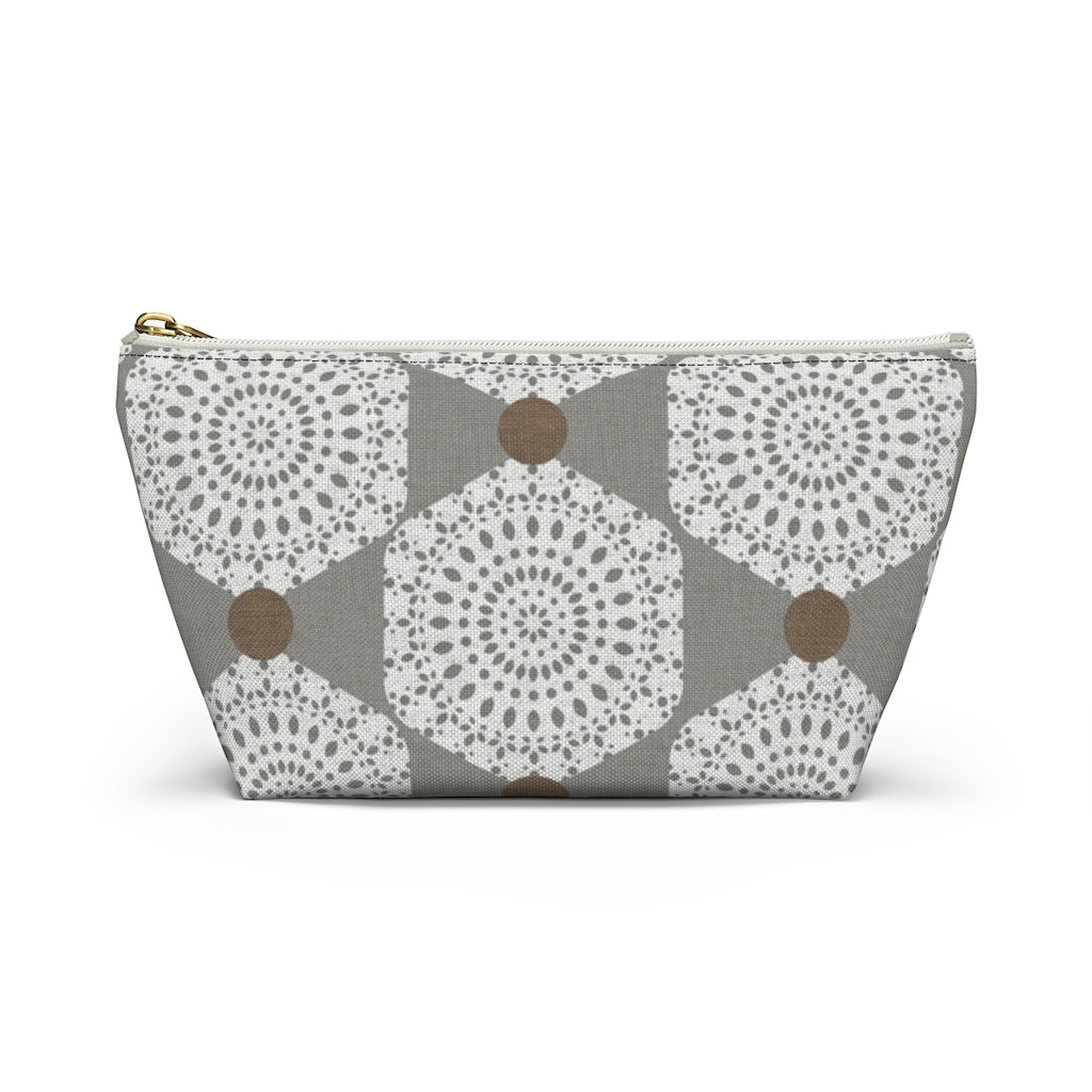 Lace Hexagon Accessory Pouch w T-bottom in Gray