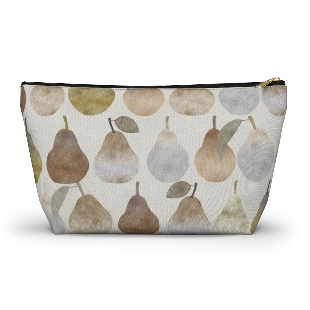 Watercolor Pears Accessory Pouch w T-bottom in Brown
