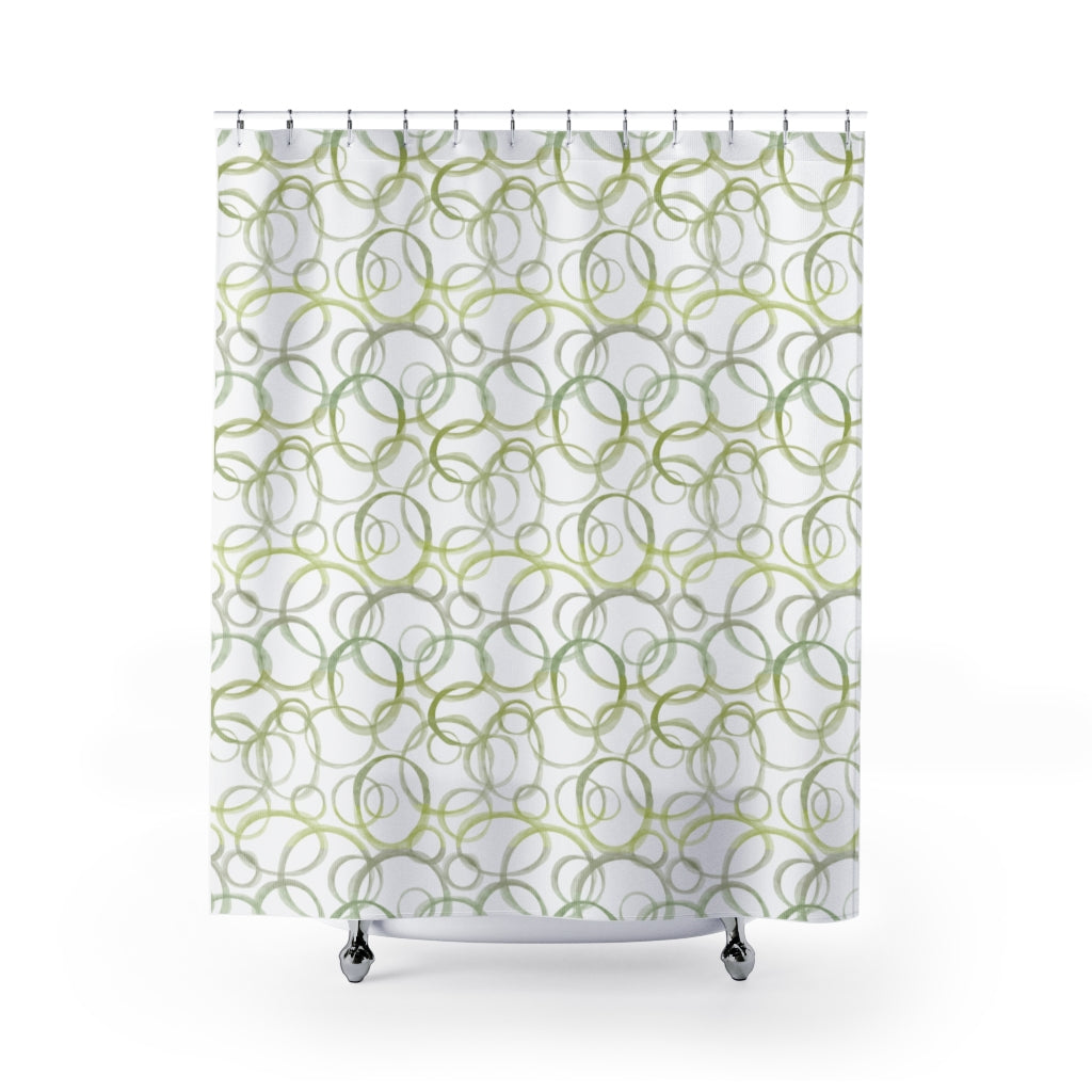 Watercolor Rings Shower Curtain in Green