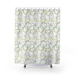 Watercolor Rings Shower Curtain in Green