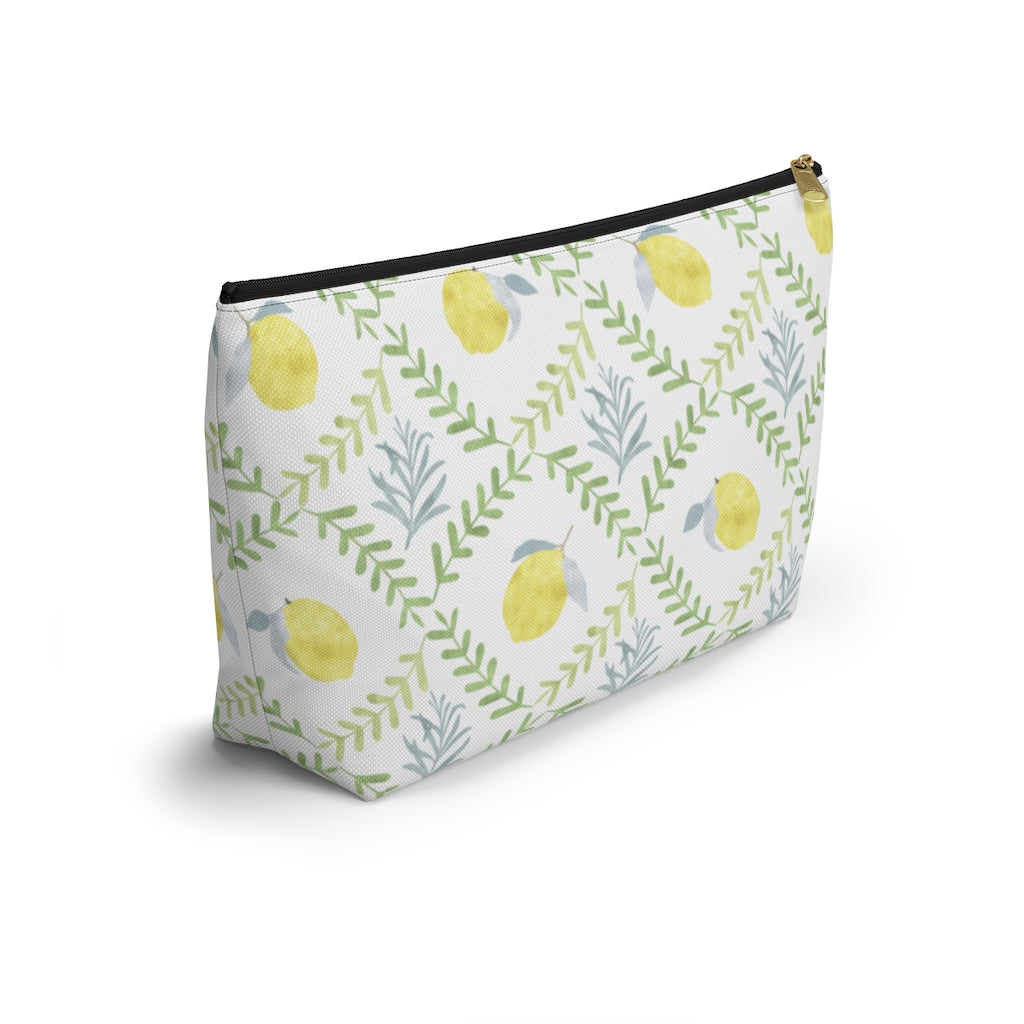 Lemon Tile Accessory Pouch w T-bottom in Green