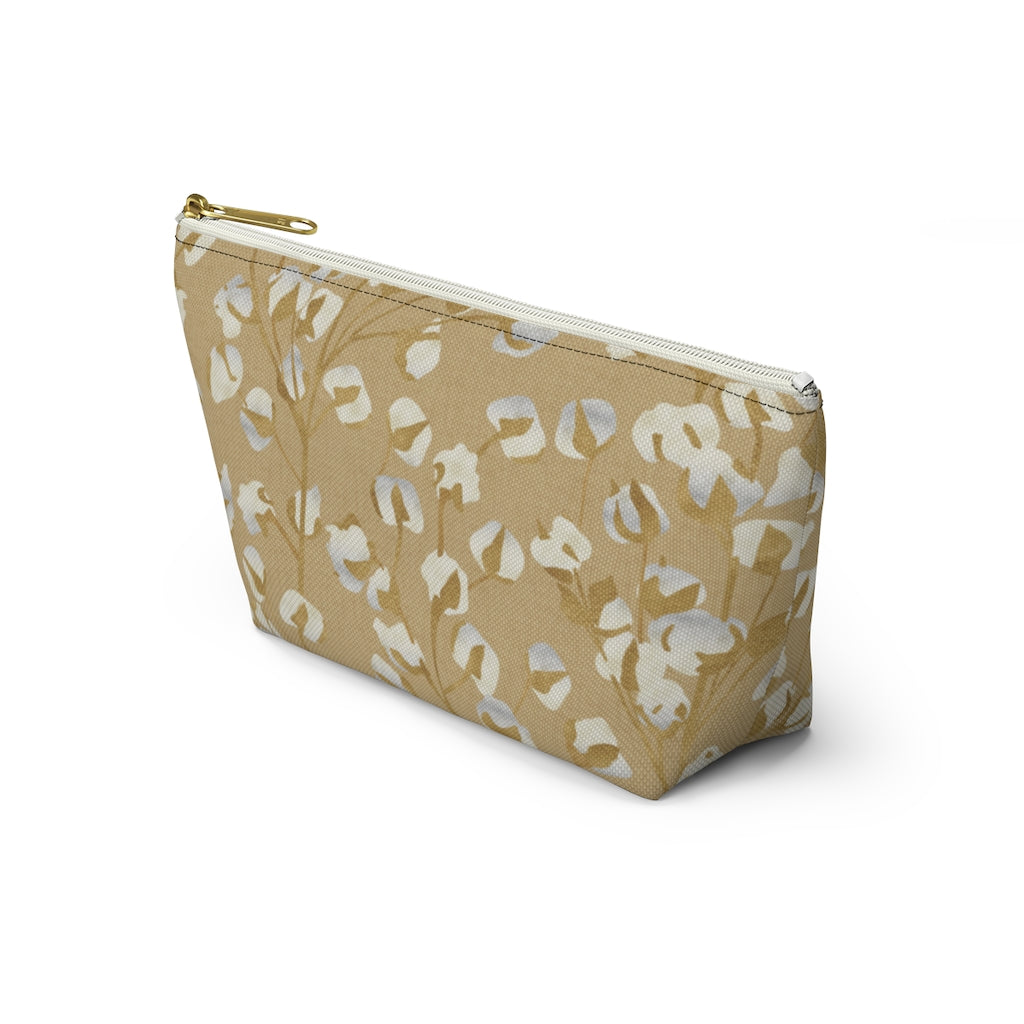 Cotton Branch Accessory Pouch w T-bottom in Gold