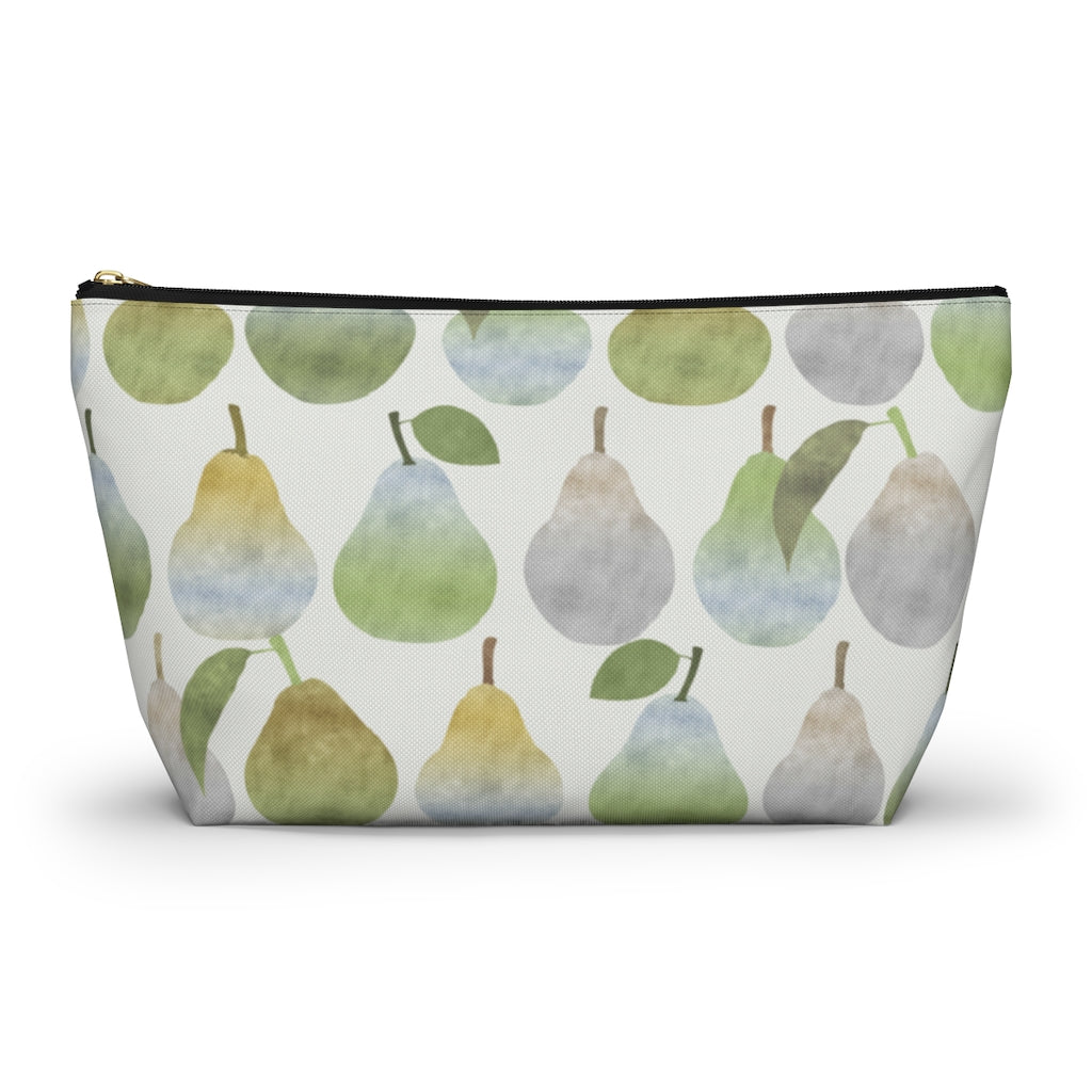 Watercolor Pears Accessory Pouch w T-bottom in Green