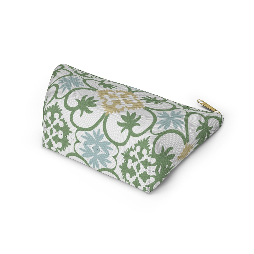 Portugal Tile Accessory Pouch w T-bottom in Green