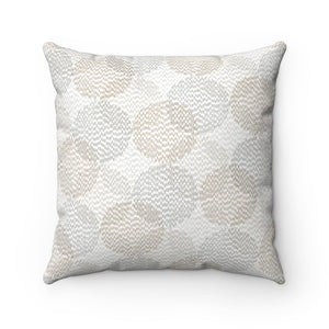 Stitch Circle Overlay Square Throw Pillow in Brown