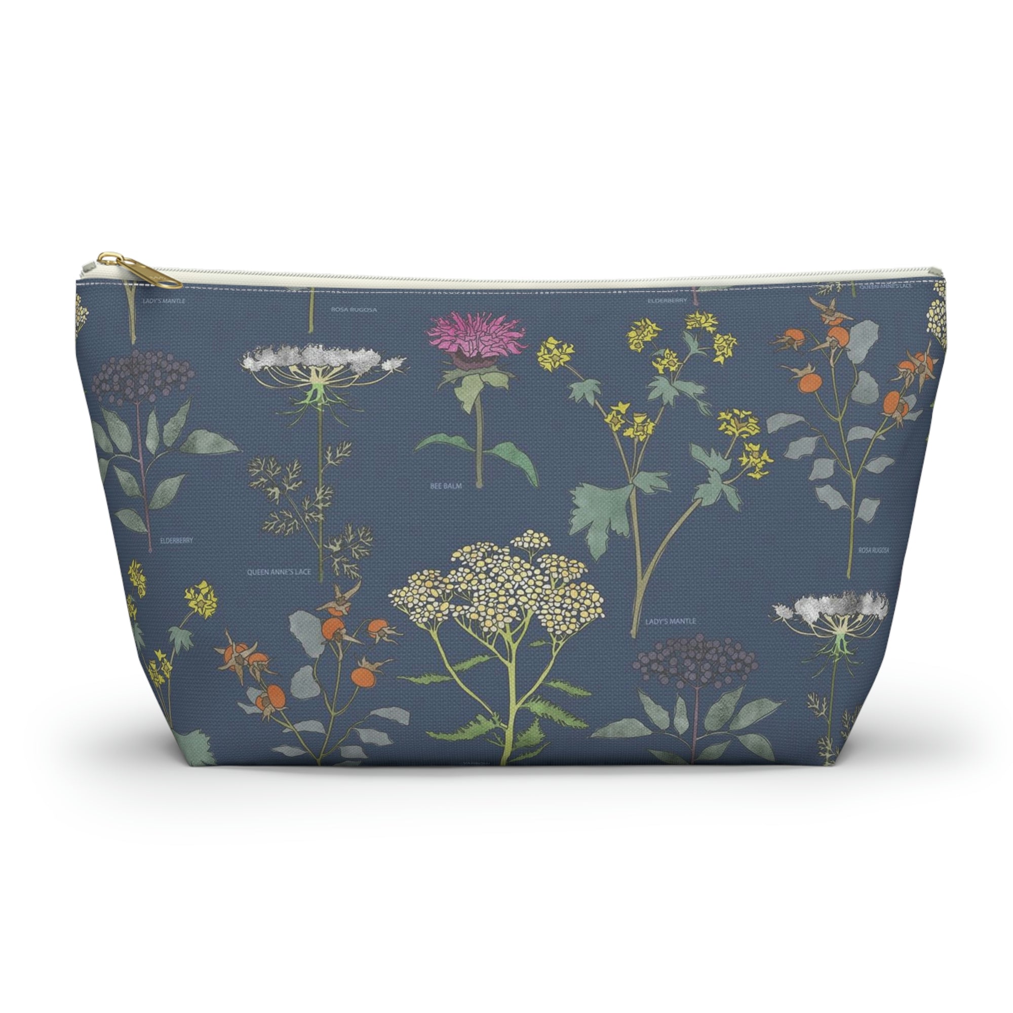 Healing Herbs Accessory Pouch w T-bottom in Navy