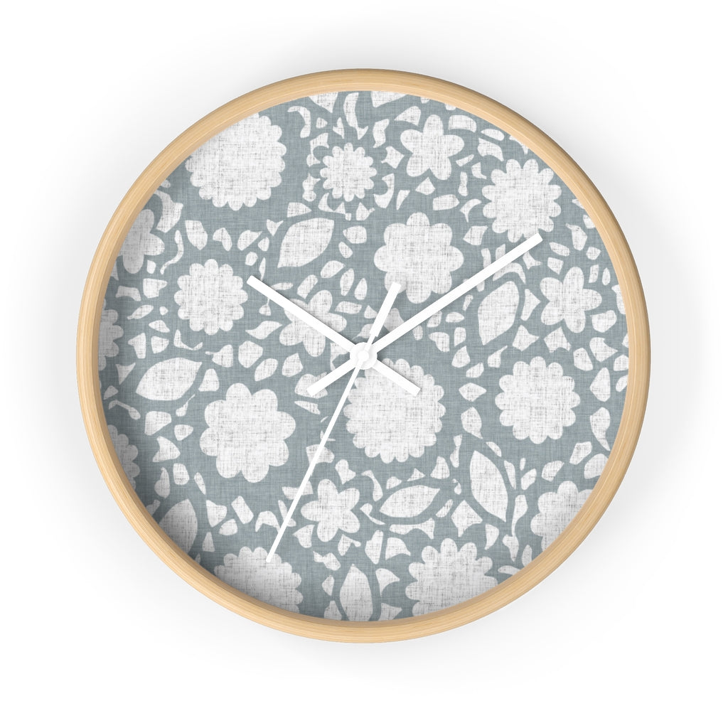 Floral Eyelet Lace Wall Clock in Blue