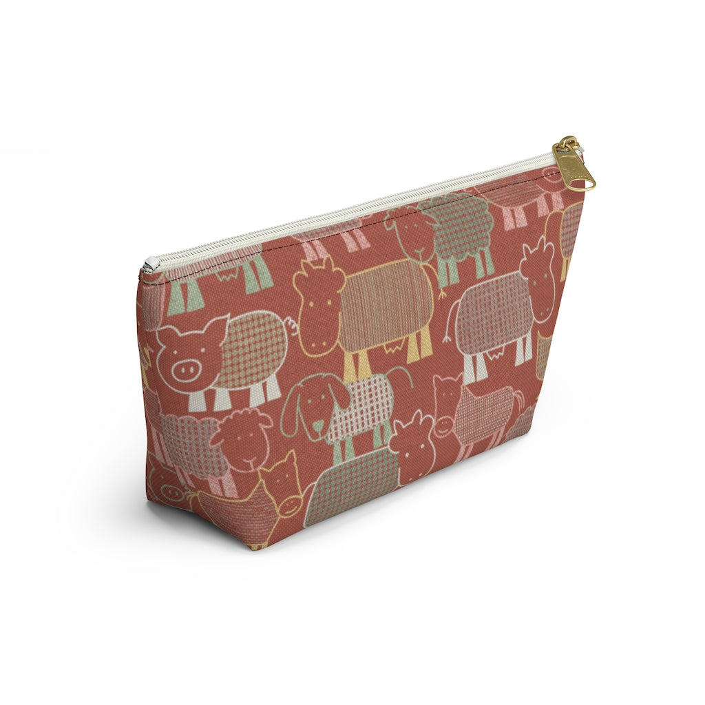 Animal Farm Accessory Pouch w T-bottom in Pink