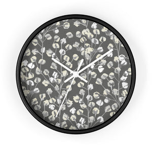 Cotton Branch Wall Clock in Gray
