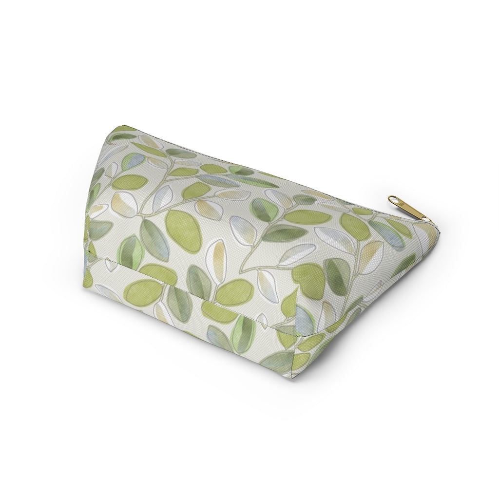 Cherry Plum Leaves Accessory Pouch w T-bottom in Green