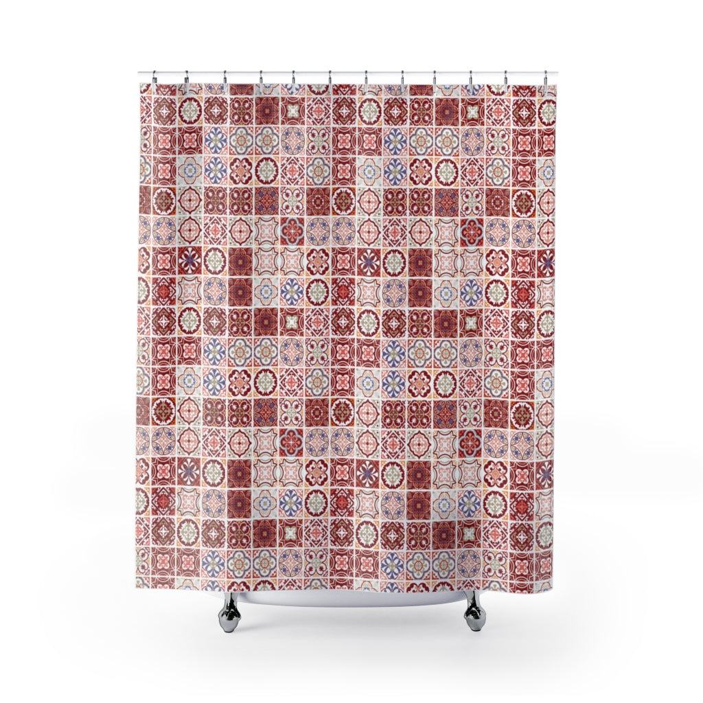 Seville Square Shower Curtain in Red