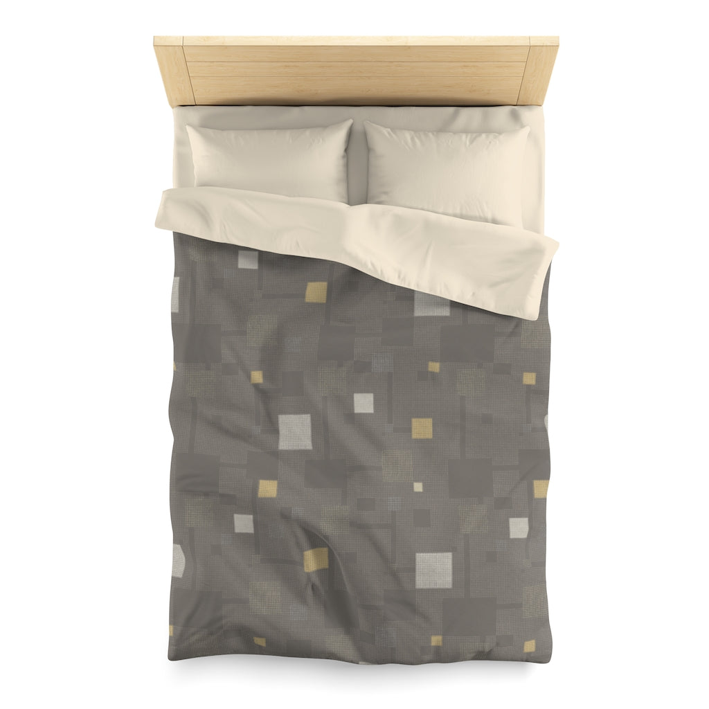 Block Party Microfiber Duvet Cover in Brown