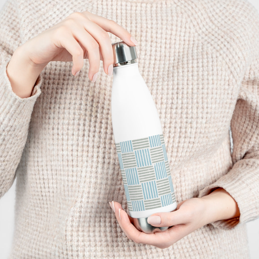 Block Plaid 20oz Insulated Bottle in Aqua