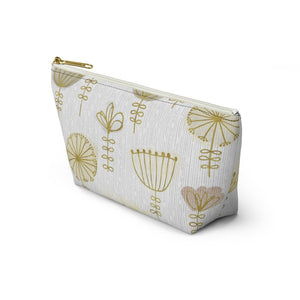 Watercolor Sketch Floral Accessory Pouch w T-bottom in Yellow