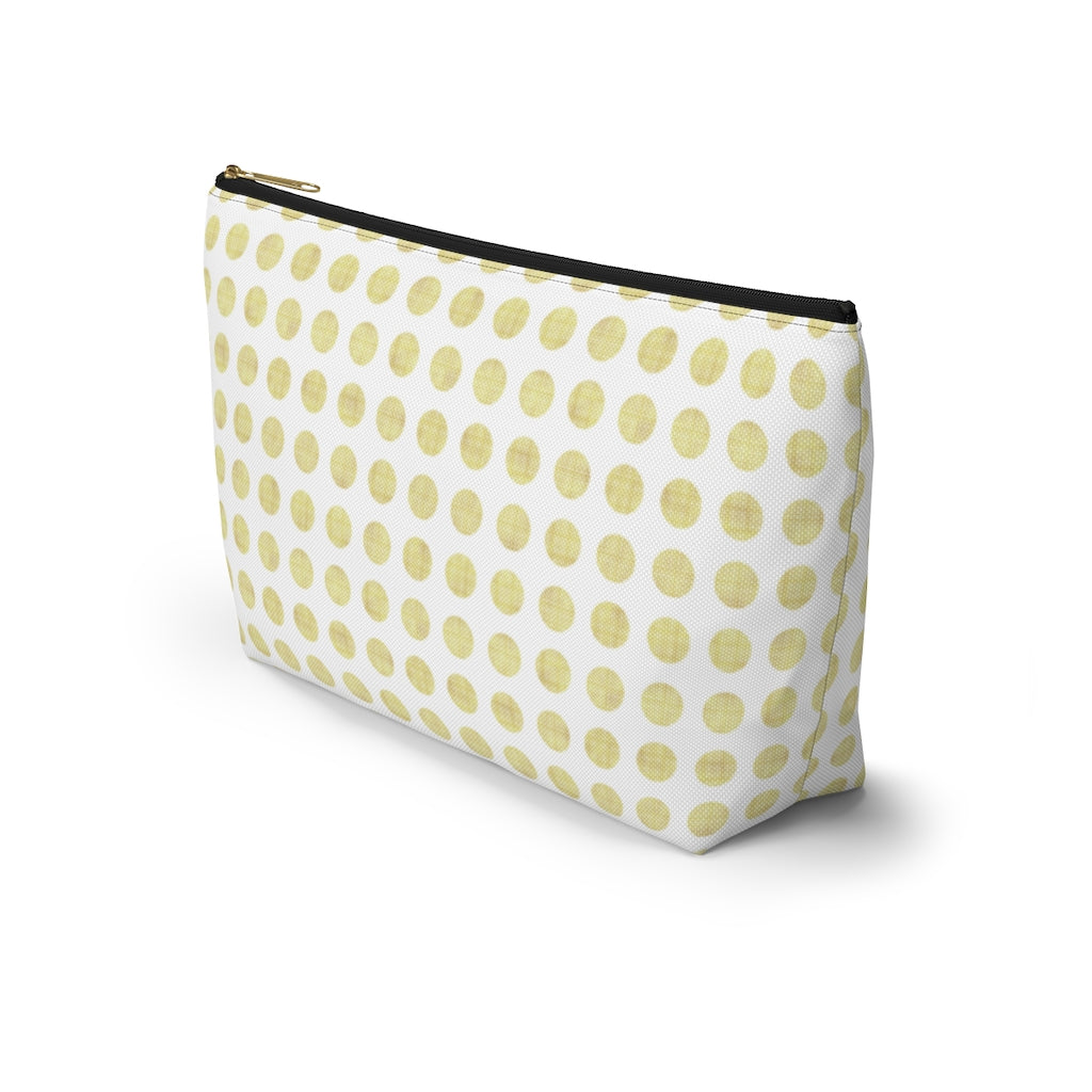 Textured Polka Dots Accessory Pouch w T-bottom in Yellow